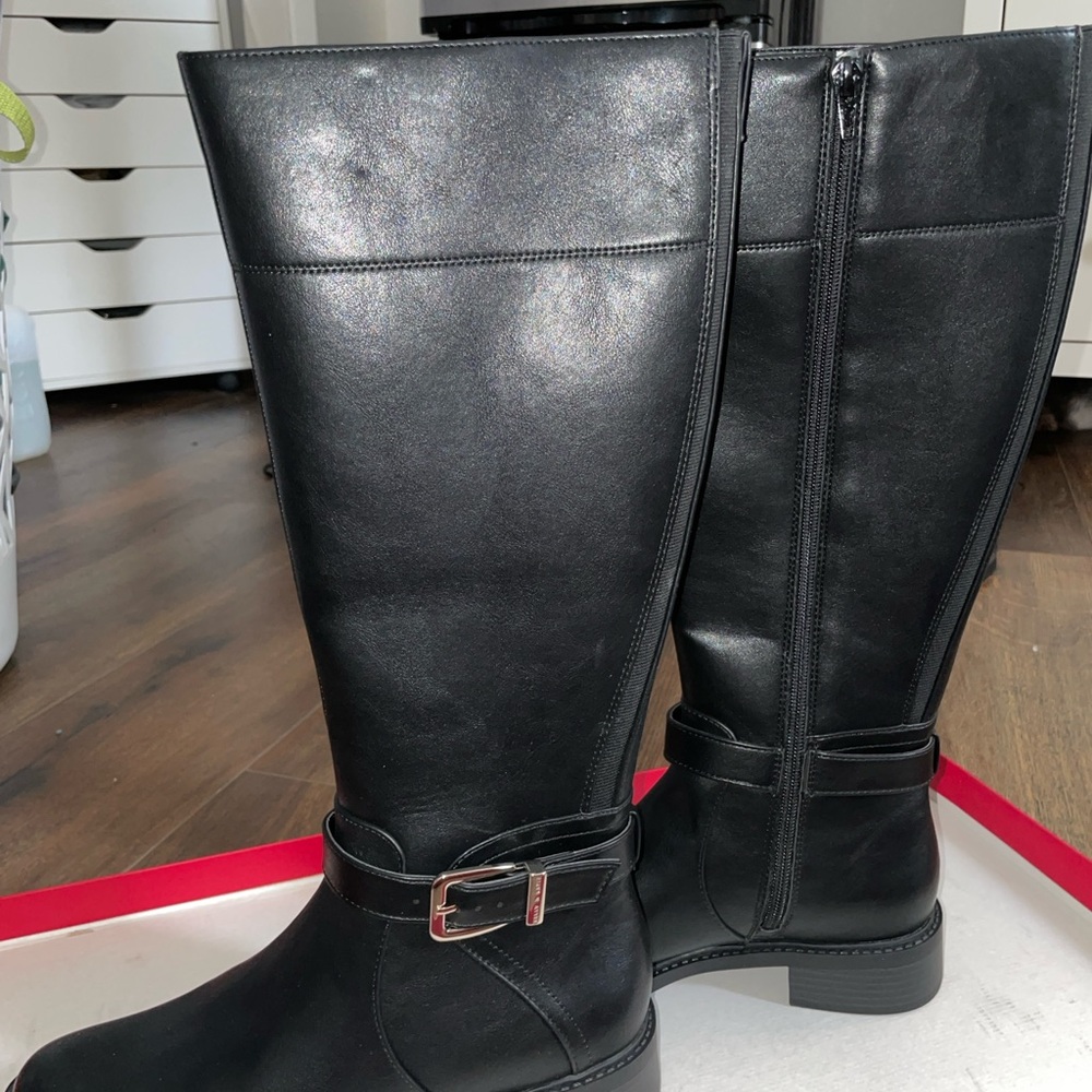Black Leather Knee-High Boots